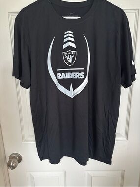 Nike Black Tee with White Raiders Shield Graphic